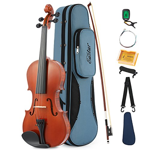 Eastar EVA-1 Akustische Violine Set 3/4 Geige für Anfänger mit Hard Case, Schulterstütze, Bogen, Kolophonium, Clip-on-Tuner und Saiten
