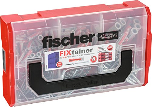fischer FIXtainer - DUOPOWER-Dübel- und Schrauben-Box  - Für zahlreiche Baustoffe und vielfältige Anwendungen -  DUOPOWER 6 x 30, 8 x 40, 10 x 50 - 210 Teile - Art.-Nr. 535969