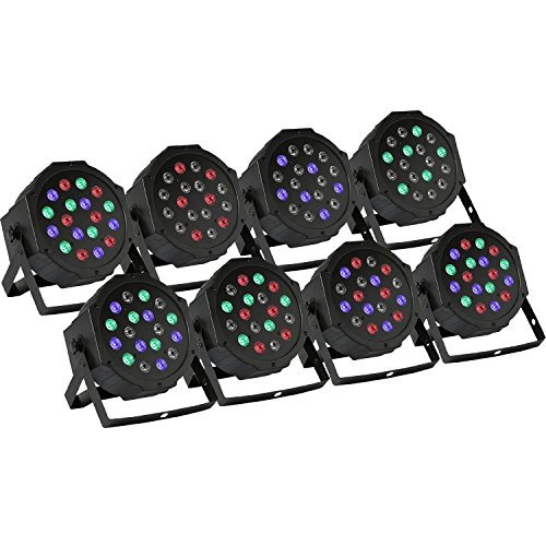 BuoQua 8 Stück 18X3W Lichteffekte DMX Bühnenbeleuchtung LED Bühnenlicht Controller für DJ Disco Party KTV (8 Stück)