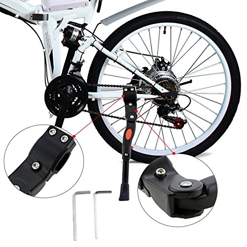 Fahrradständer, WisFox Fahrrad Seitenständer Faltbarer einstellbarer Universal Fahrrad Ständer Fahrradständer mit Anti-Rutsch Gummifuß Aluminiunlegierung für 24-29 Zoll Mountainbike, Rennrad, Fahrräd