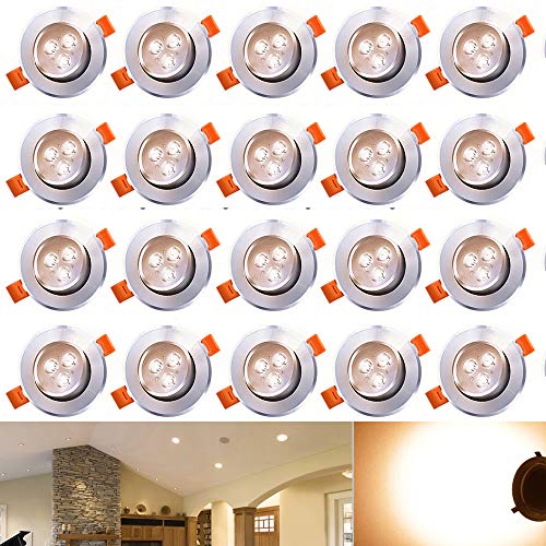 Hengda 20 x 3W LED Einbauleuchte Wohnzimmer Decken Leuchte Lampe Spot Strahler Set 2800-3200k Warmweiß 85-265V AC IP44