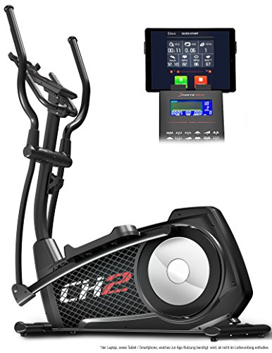 Sportstech CX2 Crosstrainer mit Smartphone App & integriertem Stromgenerator - Pulsgurt kompatibler Ellipsentrainer inkl. Bluetooth Konsole und Tablet-Halterung - Ergometer mit 27 Kg Schwungmasse