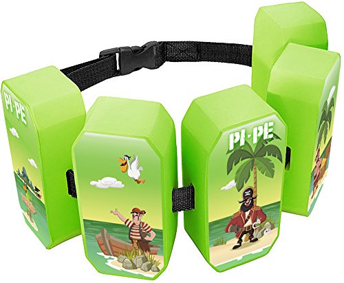 PI-PE Schwimmgürtel für Kinder - Schwimmhilfe ideal zum lernen und toben - 5 Blöcke je nach Fortschritt entfernbar - schönes Design für Jungen und Mädchen, grün, One Size