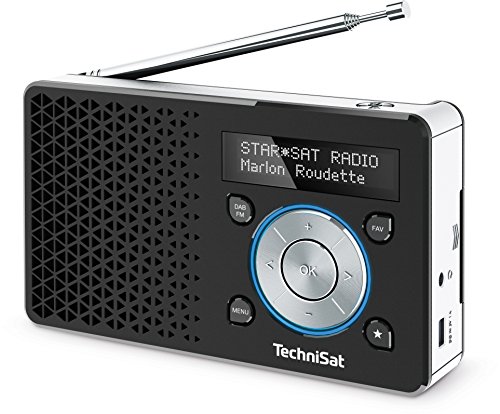 TechniSat DIGITRADIO 1 / Digital-Radio Made in Germany (klein, tragbar, für Outdoor geeignet) mit Lautsprecher, OLED-Display, DAB+, UKW, Favoritenspeicher und leistungsstarkem Akku, schwarz/silber