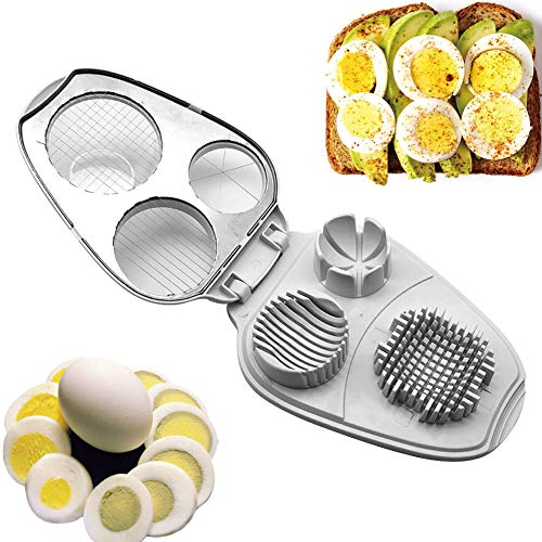 Eierschneider, 3 in 1, Edelstahl, manuelle Eierschneider - hart gekochte Eier Schneider Werkzeug - Küchenwerkzeug Gadget Free Size Wie abgebildet