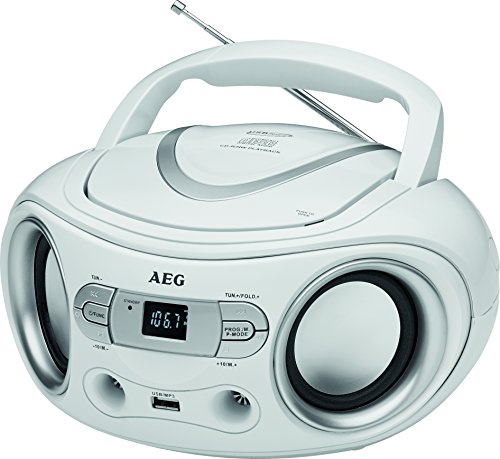 AEG SR 4374 Stereoradio mit CD inklusiv USB-Port, AUX-IN, LCD-Display weiß