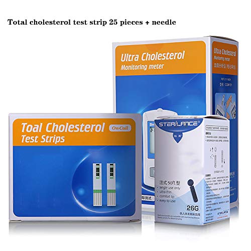 ZZYYZZ Cholesterin Messgeräte, Blutlipid-Analysator Home-Test Cholesterin-Testpapier Blutlipid-Test, mit 25 Teststreifen und Lanzetten,B