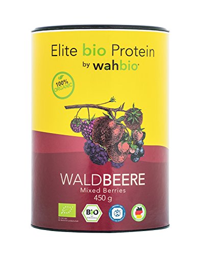 WAHBIO 100% Bio Protein | Geschmack 'WALDBEERE' | 4 Komponenten Bio-Protein-Pulver | Whey | Casein | Ei | Soja | Bio-Eiweiß-Pulver ohne Zucker, Süßungsmittel, Zusatzstoffe | aspartamfrei & xanthanfrei