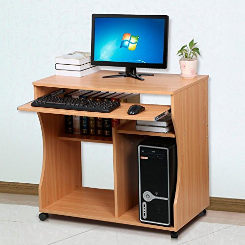 Yaheetech PC-Tisch Computertisch mobiler Schreibtisch Bürotisch mit Keyboardständer/Ablagen