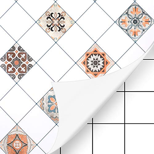 KINLO Fliesenaufkleber 61 x 500cm 2 Rollen Mosaikfliesen Tapeten selbstklebende für Bad und Küche Fliesensticker für Wandfliesen Typ-A