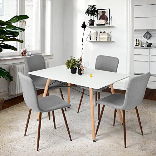 Set von 4 Esszimmerstühle Coavas Stoff Kissen Küche Stühle mit soliden Metall-beinen für Esszimmer, Grau