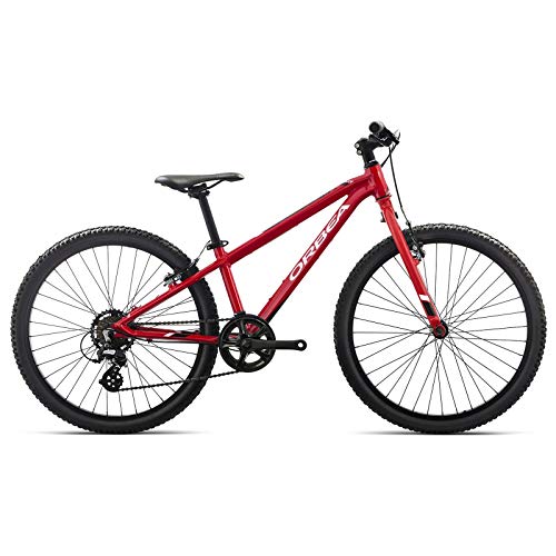 ORBEA MX 24 Dirt Kinder Fahrrad 7 Gang MTB Rad Aluminium Mountain Bike, J01624, Farbe Rot Weiß