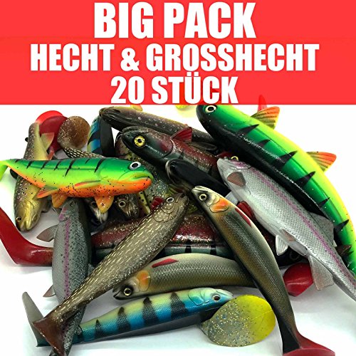 Jackson Profi Gummifisch Set - Big Hecht & Großhecht Angeln 17,5-30cm - 20 STÜCK