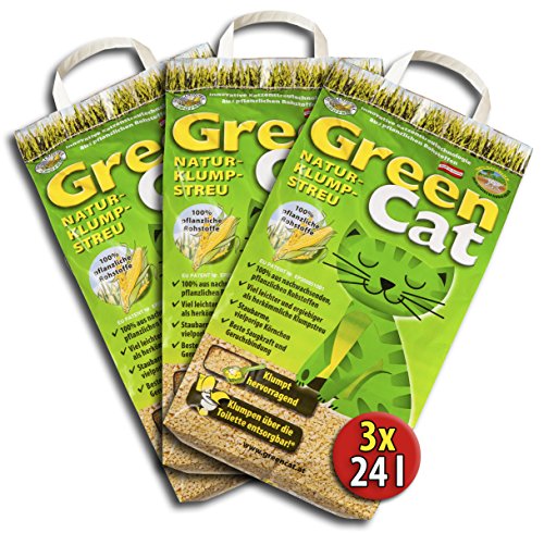 6x12 =72 Liter GreenCat ÖKO-PLUS NATURSTREU GREEN CAT`S KATZENSTREU - BEST STREU CornCat - kostenloser Versand innerhalb Deutschlands (außer Inseln)