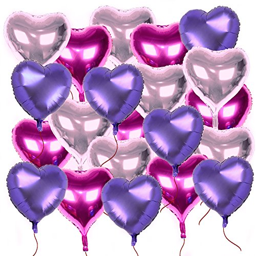 21 Stück 18 Zoll 3 Farben Herzballons (inkl. 2 set Lametta / Rot + Silbrig / ca. 1m pro stk) Folienballons Luftballons Herzform Heliumballons Herzluftballons für Geburtstag Valentinstag Hochzeit Verlobung (3 Farben, 21 Stück (7 stk pro Farben), 18 Zoll)