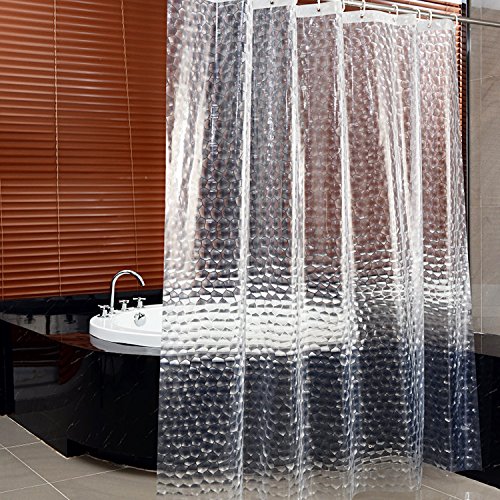 Hiveseen Duschvorhang 3D Wasserwürfel, PEVA Wasserdicht, Halb-transparent Klar, Anti Schimmel, PVC-frei Umweltfreundlich Waschbar, 180 x 200cm mit 12 Ringe, Bad Vorhang für Badezimmer Badewanne