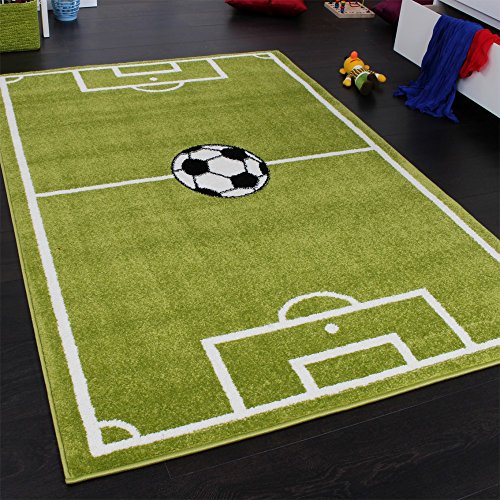 Teppich Kinderzimmer Fußball Spielteppich Kinderteppich Fußballplatz Grün