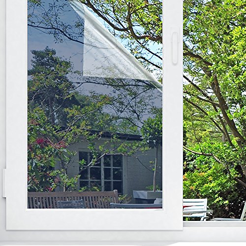 Sichtschutzfolie Hitzeschutz Sonnenschutzfolie Selbstklebende Spiegelfolie Fensterfolie Tönungsfolie Sichtschutz Wärmeisolierung UV-Schutz Silber 45 x 200