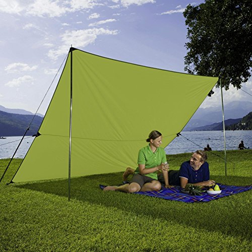 Berger Tarp grün, in verschiedenen Größen, Sonnenschutz für Garten Terasse Camping und Strand (3 x 3 m)