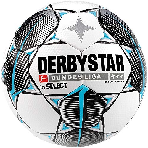 Derbystar Erwachsene Bundesliga Brillant Replica Fußball, Weiss schwarz Petrol, 5