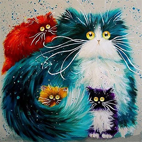 DIY Vorgedruckt Leinwand-Ölgemälde Geschenk für Erwachsene Kinder Malen Nach Zahlen Kits Home Haus Dekor - Katzen 40*50 cm