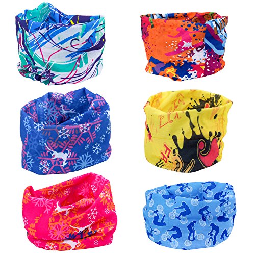 ZeWoo 6 Stück/Packung gedruckt Bandanas Multifunktionstuch Rohr Kopfbedeckungen Bandana Schal Elastische Halstücher für Yoga, Wandern, Reiten, Motorradfahren (Set 1)