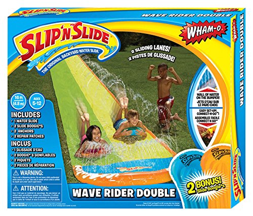 Wham-O Slip und Slide Doppel-Wasserrutschbahn mit Rutschkissen
