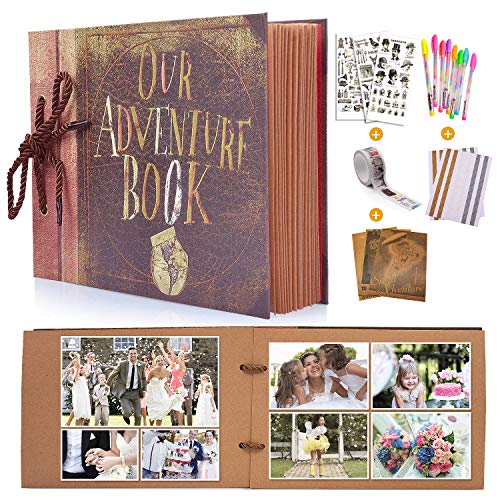 MMTX DIY Scrapbook Fotoalbum, Our Adventure Book Gästebuch Album für Reise Valentinstag Hochzeit Geburtstag Jahrestag Geschenk 80 Seiten (40 Blatt) mit Aufbewahrungsbox und Zubehör-Kit