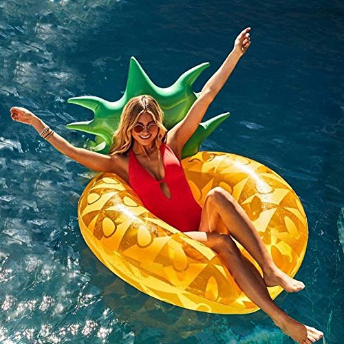 Ginkago Aufblasbar Ananas Luftmatratze Riesiger Schwimmring Pool - 120*80*60 Ananas Schwimmreifen Wasser Strand Party Spielzeug wasserspielzeug Sommerspielzeug Kinder Erwachsenen
