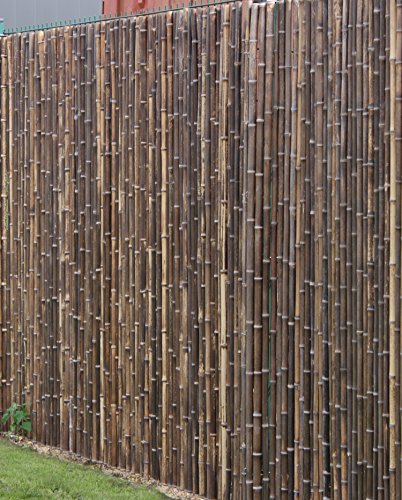 DE-COmmerce Robuster Bambus Holz Sicht Schutz Zaun ATY NIGRA I hochwertiger Windschutz Terrasse, Balkon, Garten I Bambusrohr Zaun mit geschlossenen Rohren 180 cm x 250 cm