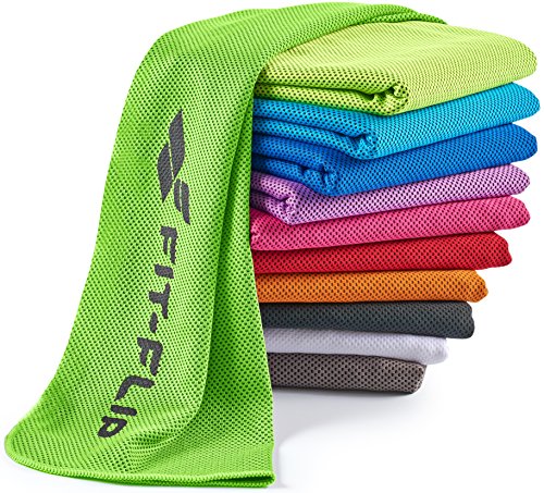 Fit-Flip Kühlendes Handtuch 100x30cm, Mikrofaser Sporthandtuch kühlend, Kühltuch, Cooling Towel, Mikrofaser Handtuch| Farbe: grün, Größe: 100x30cm