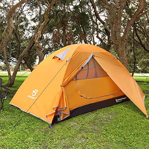 Bessport Zelt 2 Personen Ultraleichte Camping Zelt Wasserdicht 3-4 Saison Kuppelzelt Sofortiges Aufstellen für Trekking, Outdoor, Festival, mit kleinem Packmaß (Orange)