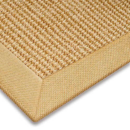 casa pura Sisal Teppich aus Naturfasern mit Bordüre aus Baumwolle | pflegeleicht | Größe wählbar (70 x 130 cm)