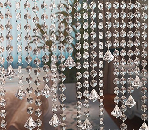 10 x 1M Türvorhang Kristall Girland Crystal Clear Acrylic Bead Garland Türvorhang hängende Partei Dekor Hochzeit DIY Dekor Anhänger Perlenvorhang ( mit Kristallen Diamant )