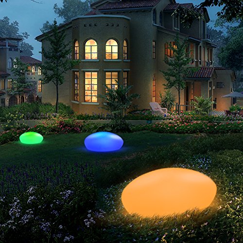 Gartenleuchte Solar, UOUNE Solarlampen für Außen 16 Farben IP67 Wasserdichte, Kieselstein Form Groß Solarleuchte für Garten/Hof/Teich/Pool