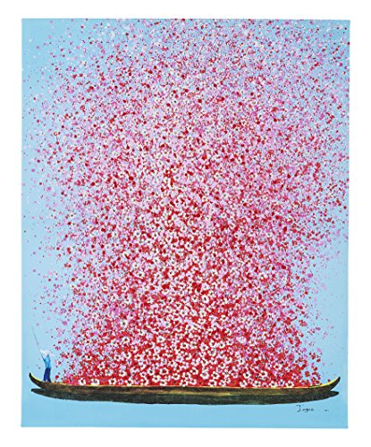 Bild Touched Flower Boat, XXL Leinwandbilder auf Keilrahmen, Wanddekoration mit Boot und Blumen (H/B) 100x80cm